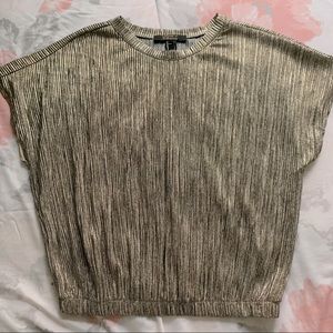 Gold Metallic Short Sleeve Blouse